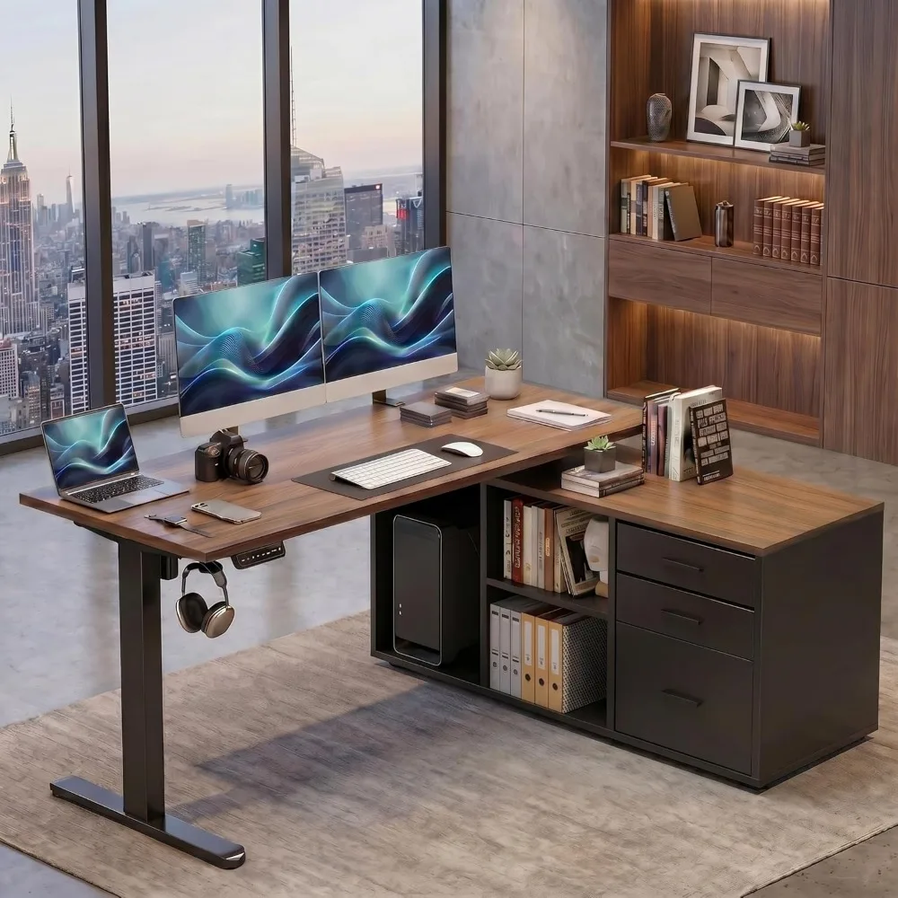 Desk Setup Height - HUANUO 55 Inch L Shaped Standing