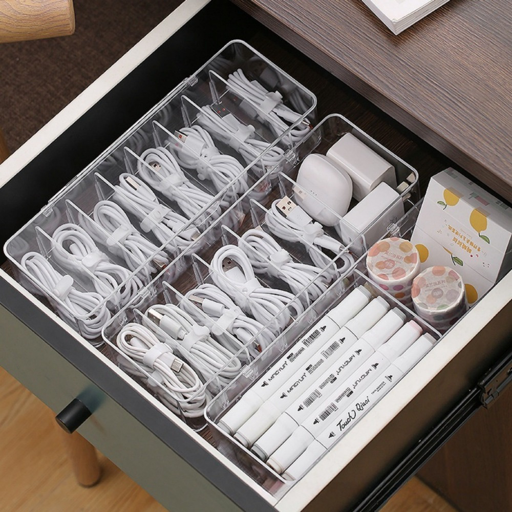 Desk Drawer Unit - Multifunctional Cable Organizer, Transparent Storage Box