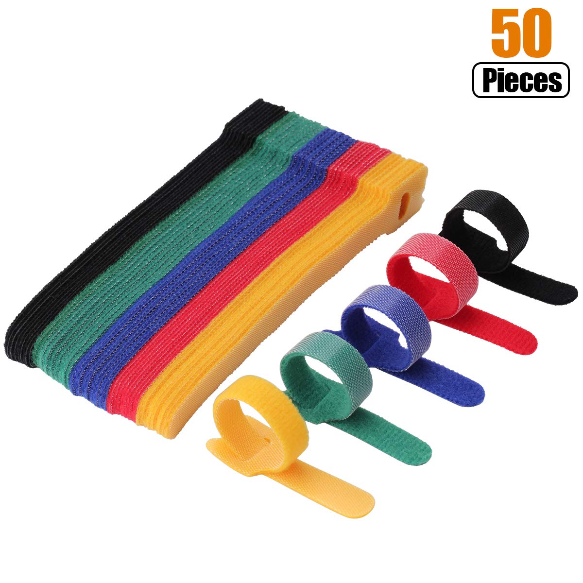 Cable Velcro Strap - 50pcs 12*150-300mm T-type Velcro Cable Tie