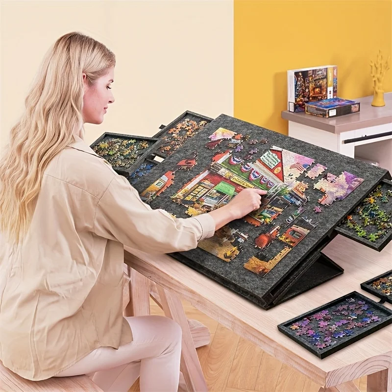 Desk Drawer Unit - 6-Drawer 1500pcs Jigsaw Puzzle Table, Felt