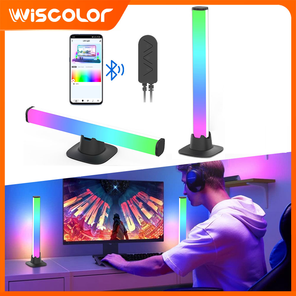 Desk Setup With Tv - RGB LED Lights Bar Bluetooth Setup