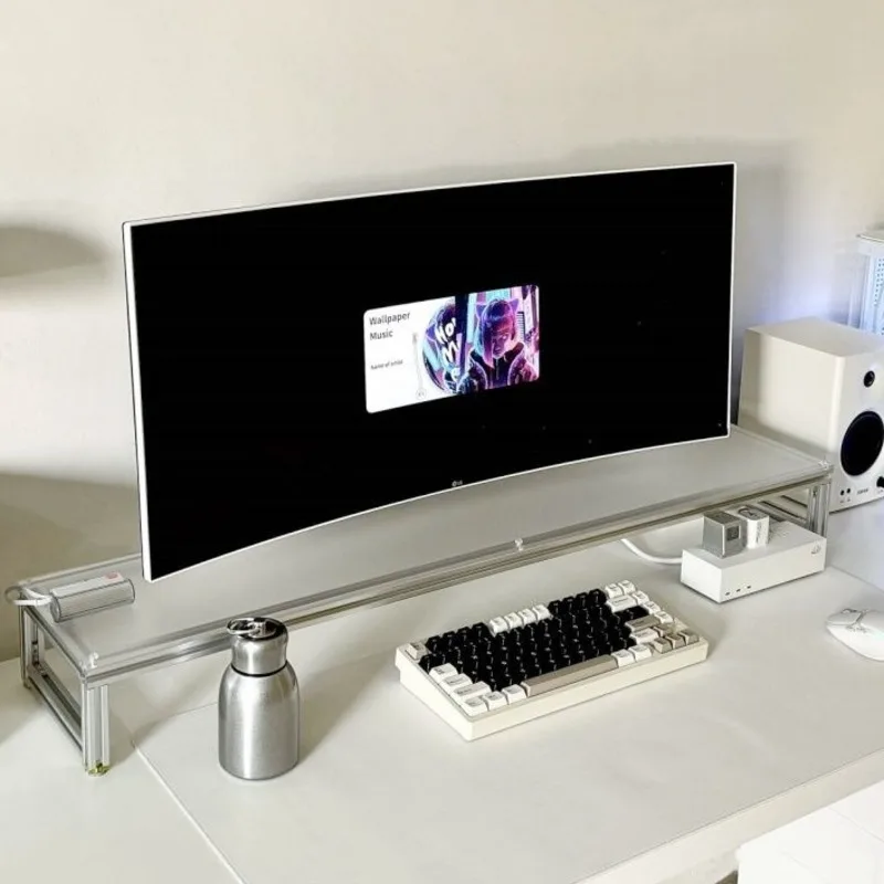 Desk Setup Height - Aluminum Monitor Stand Acrylic Desktop Riser