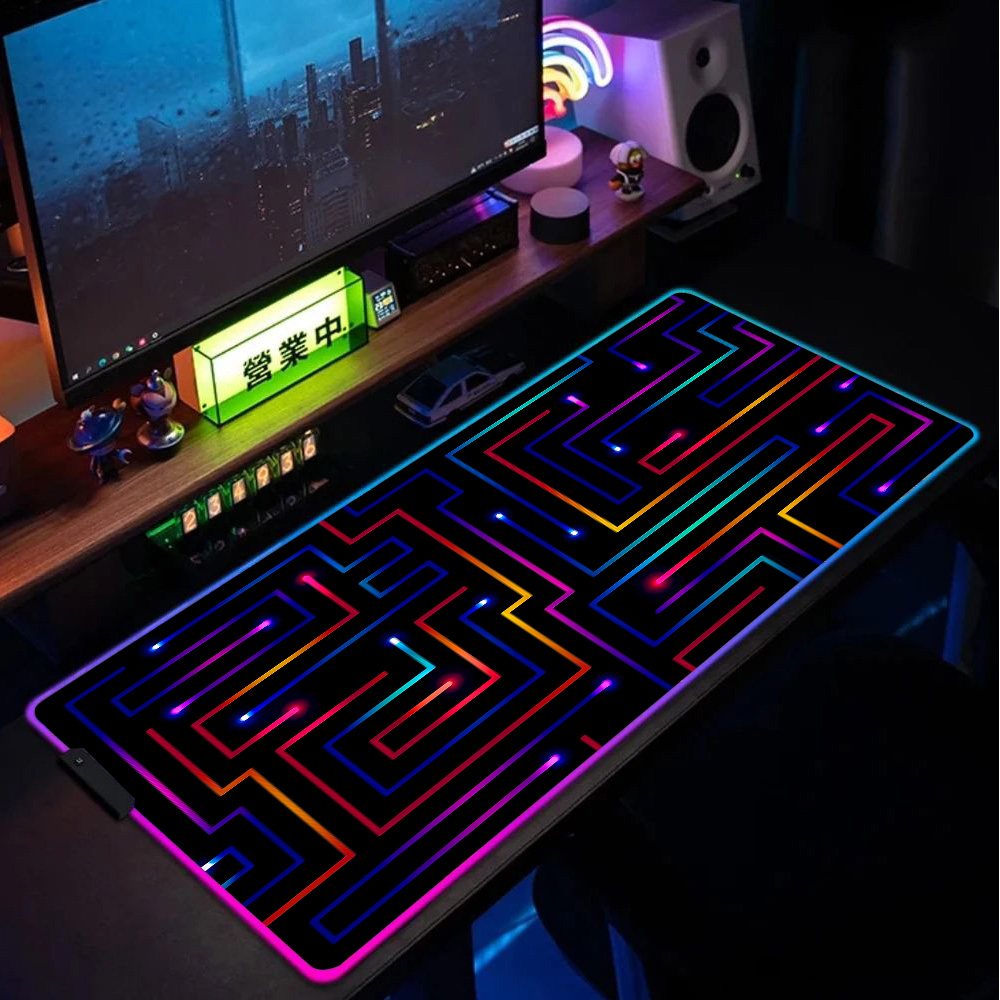 Desk Setup Tech - Xxl Mouse Pad 900x400 Neon Circuit
