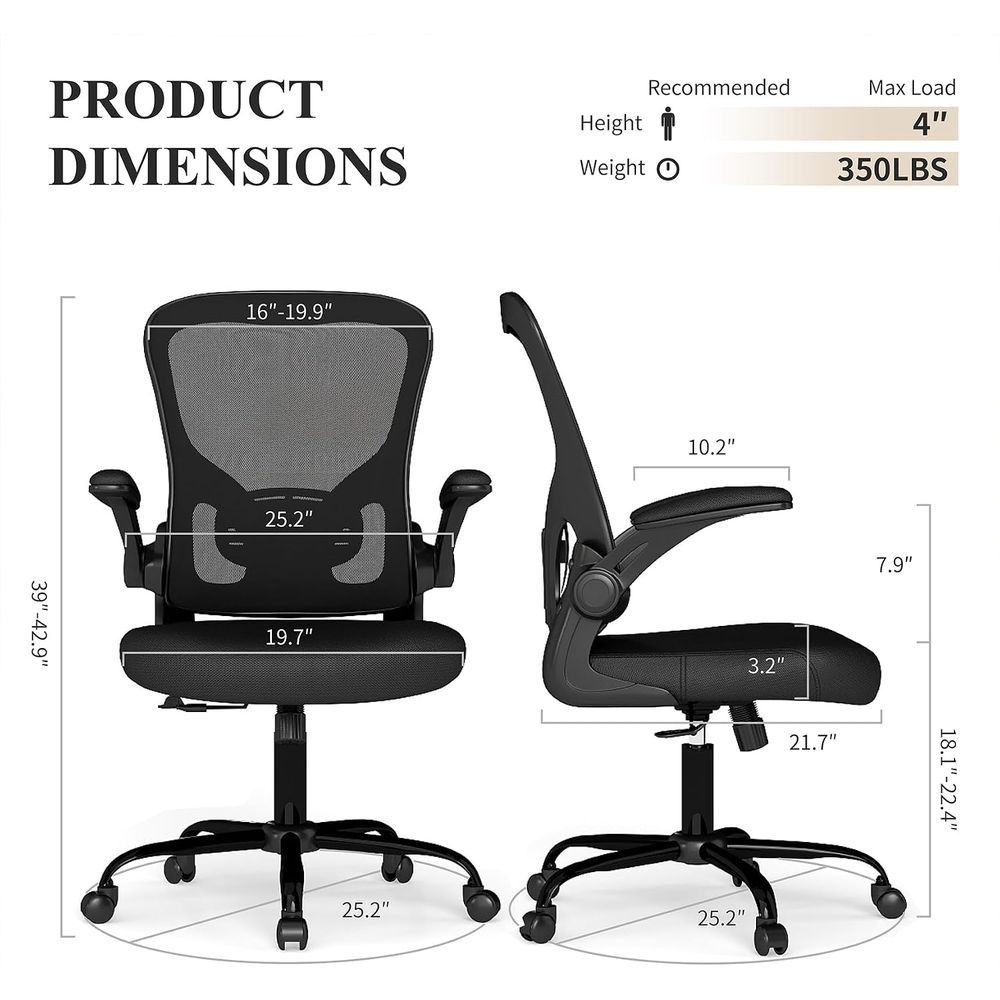 Mesh Oice Chair, Ergonomic Com - Desk Setup Height 评论和价格