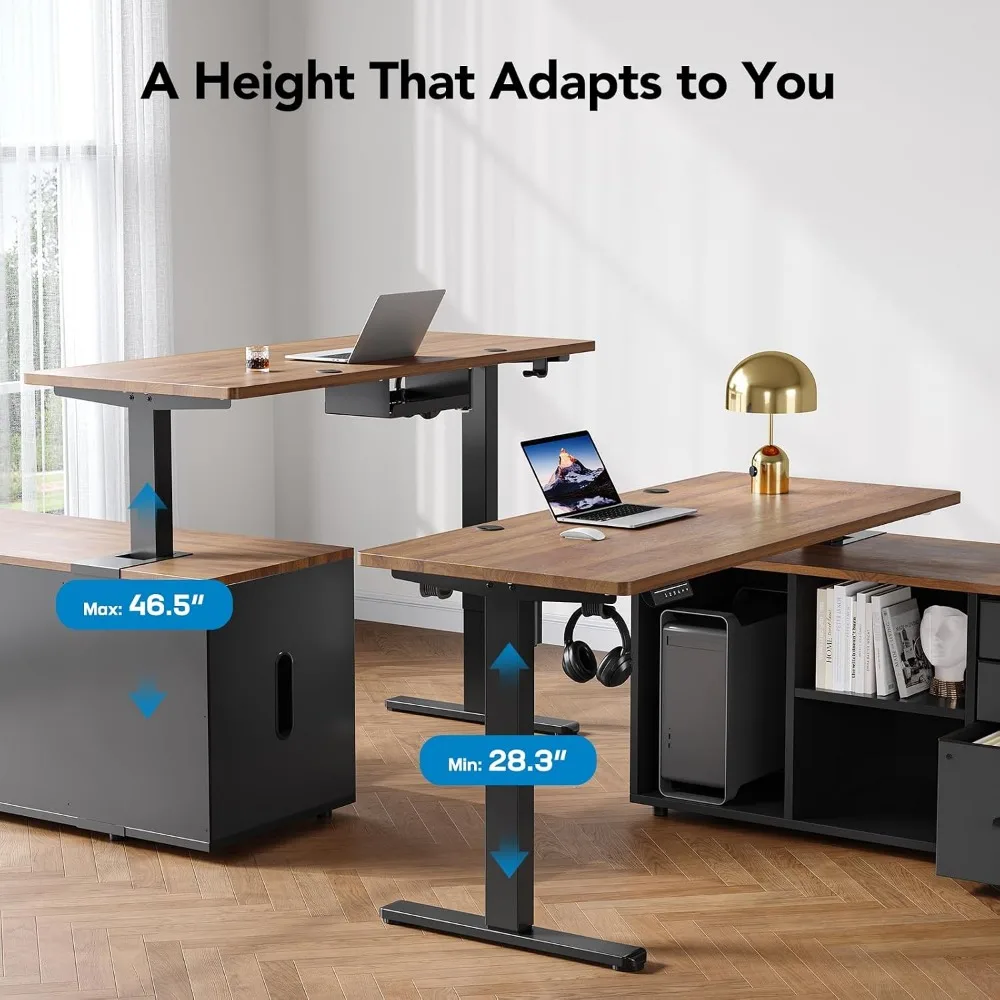 HUANUO 55 Inch L Shaped Standi - Desk Setup Height 评论和价格
