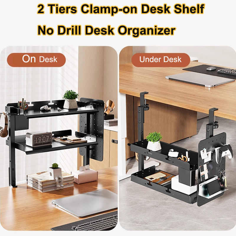 Clamp-on 14 inch Above Below D - Desk Setup Productivity 评论和价格
