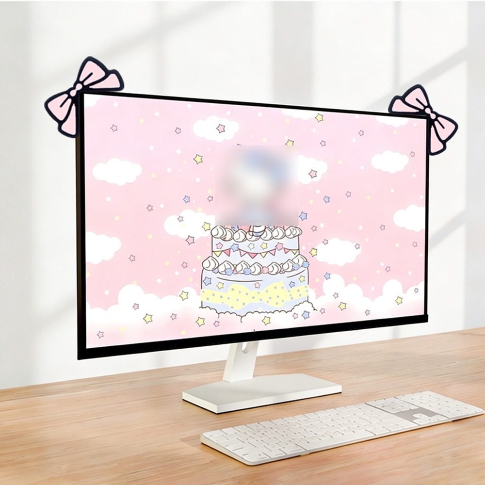 Cute Pink Bow Monitor Decor Ka - Desk Setup Monitor And Laptop 评论和价格