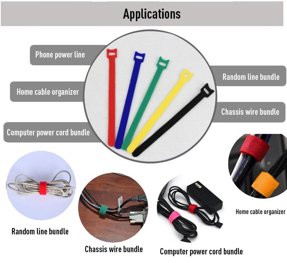 50pcs 12*150-300mm T-type Velc - Cable Velcro Strap 评论和价格