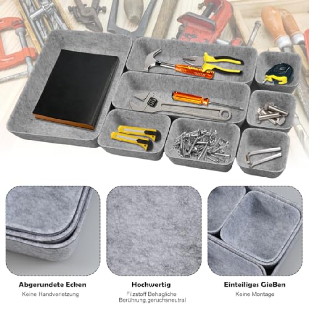 8pcs/set Felt Storage Box Desk - Desk Drawer Unit 评论和价格