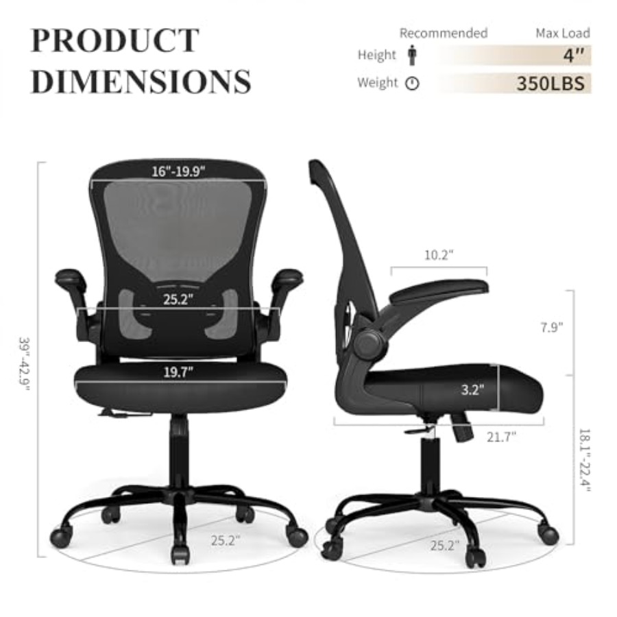 Mesh Office Chair, Ergonomic C - Desk Setup Height 评论和价格