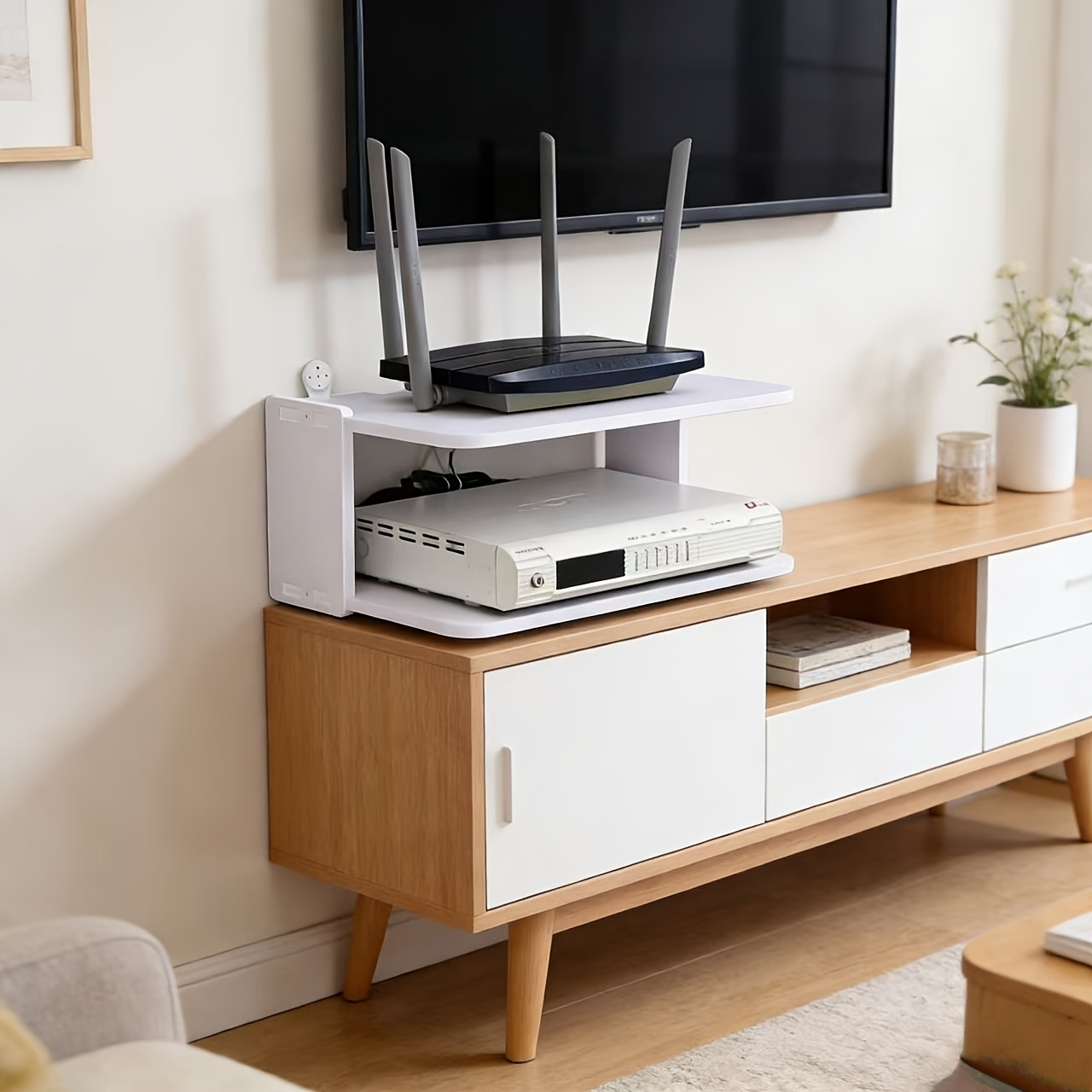 Wall-Mounted Router & Cable Or - Desk Setup With Tv 评论和价格
