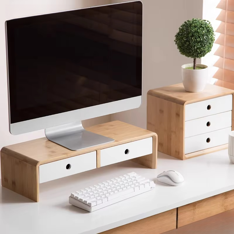 Bamboo Laptop Monitor Riser Ec - Desk Setup Monitor And Laptop 评论和价格