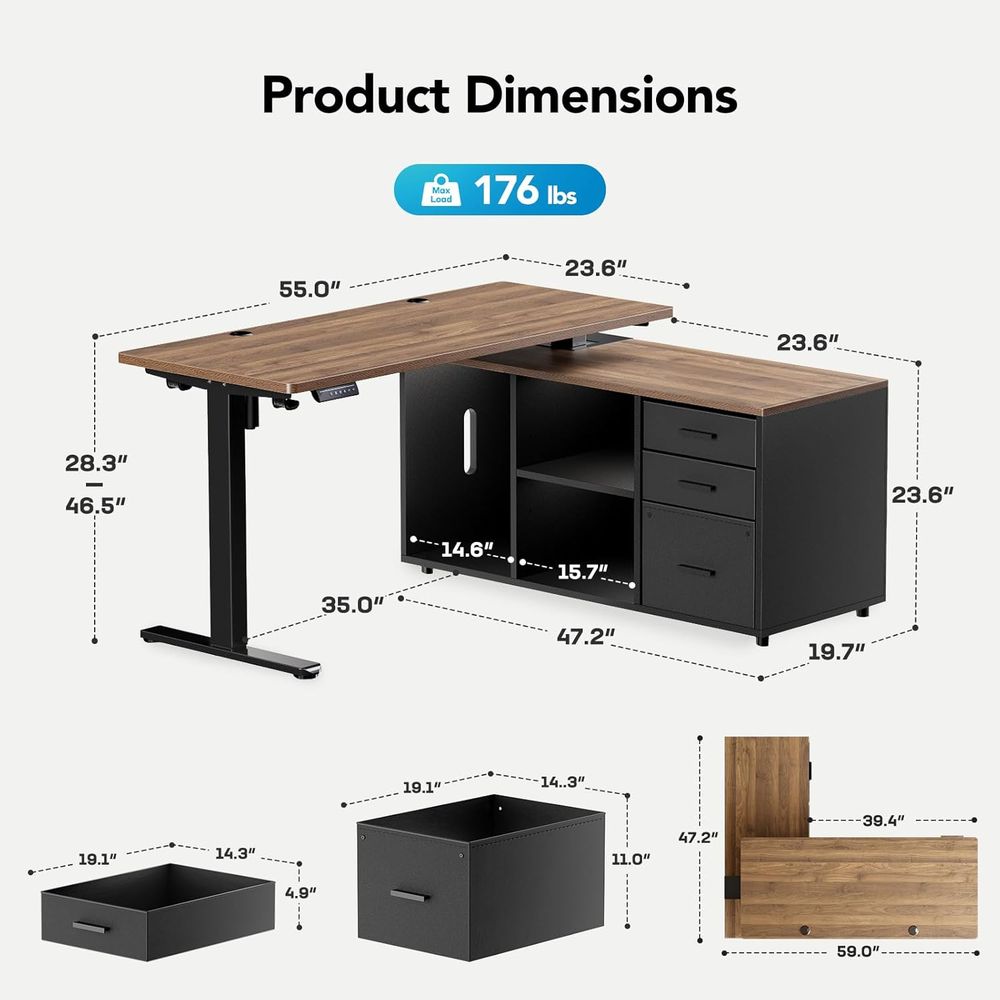 55 Inch L Shaped Standing Desk - Desk Setup Height 评论和价格